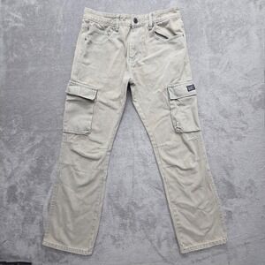 Riot Empire Pants Mens 32x30 Beige Cargo Rigid Denim Pockets Workwear